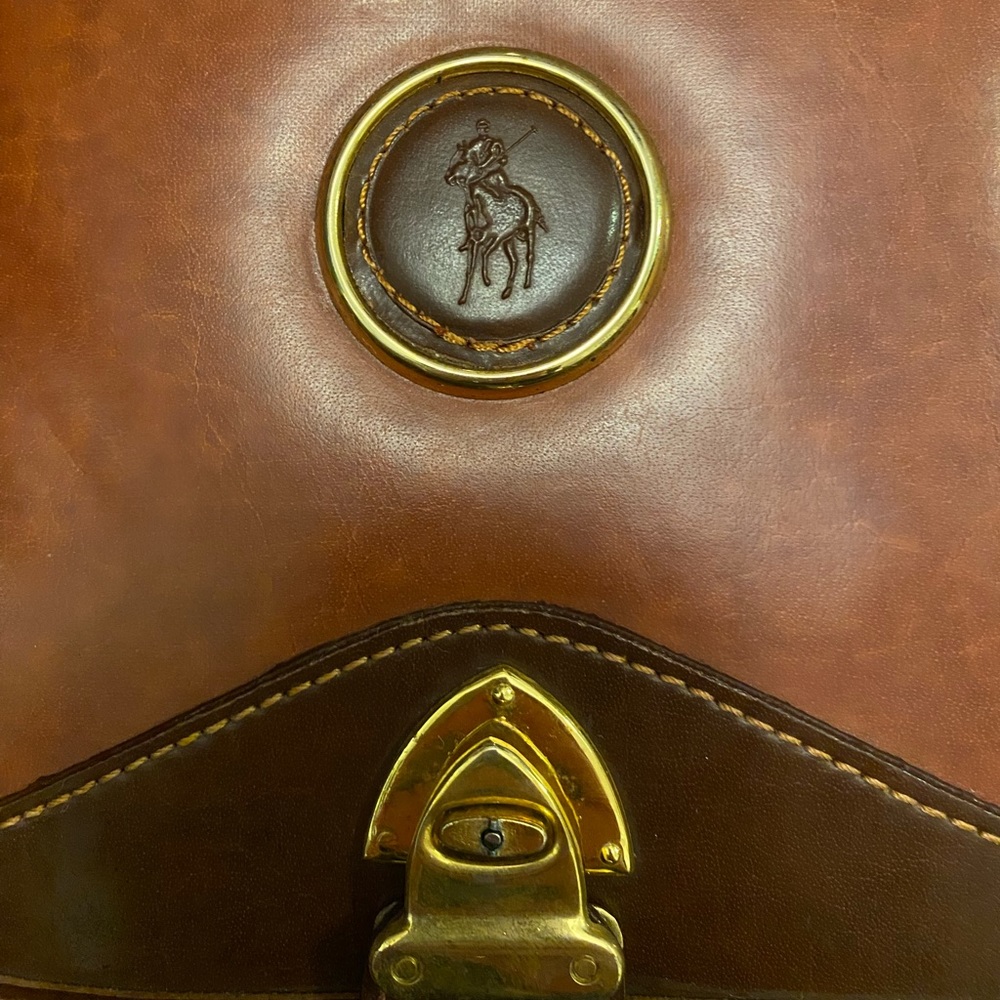 Vintage 1980’s RALPH LAUREN brown leather crossbody wallet - Picture 2 of 14